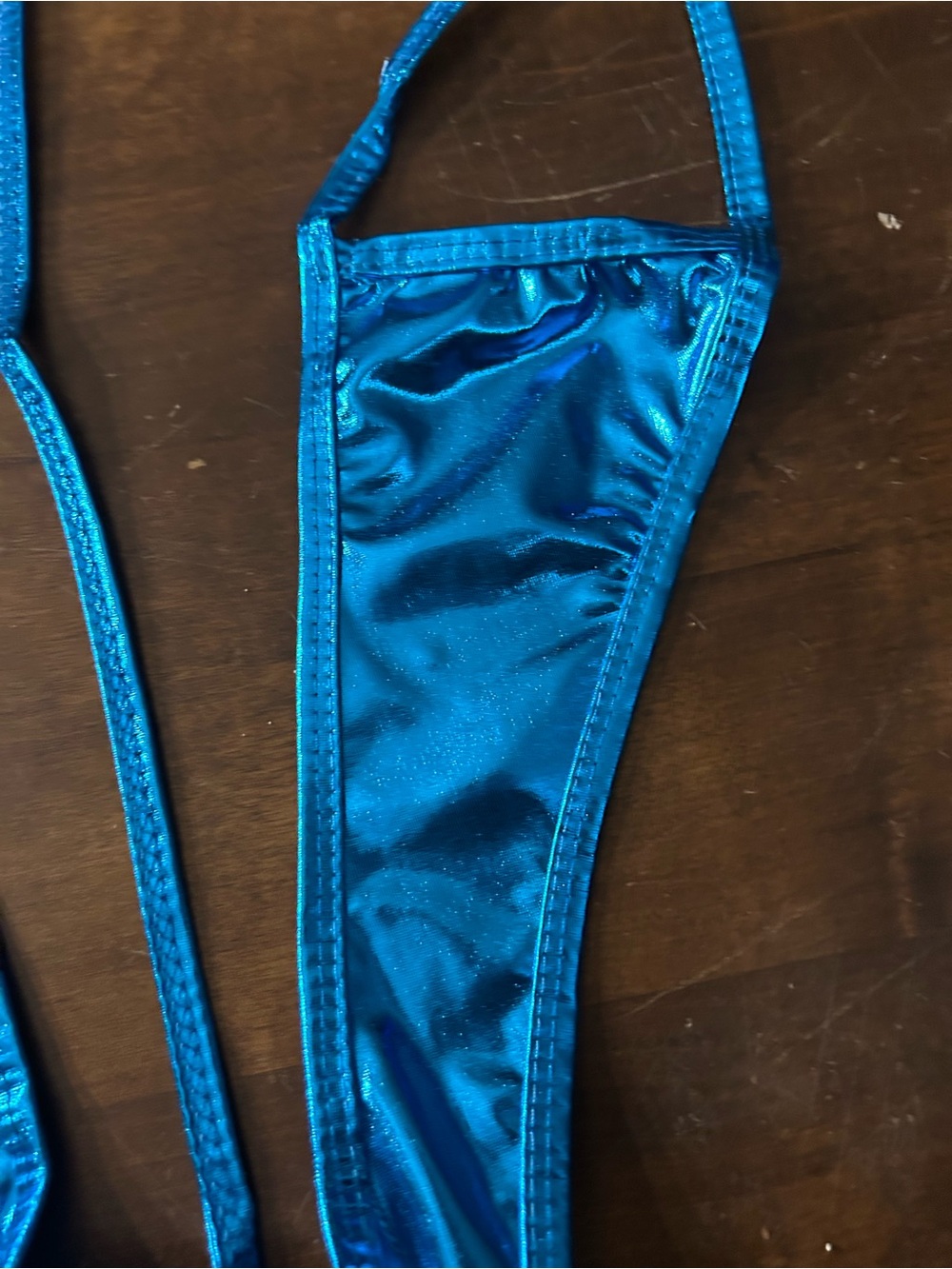 NWOT Sexy Skimpy Metallic Blue Open Cup & Open Crotch Slingshot Monokini Bikini - Picture 5 of 6